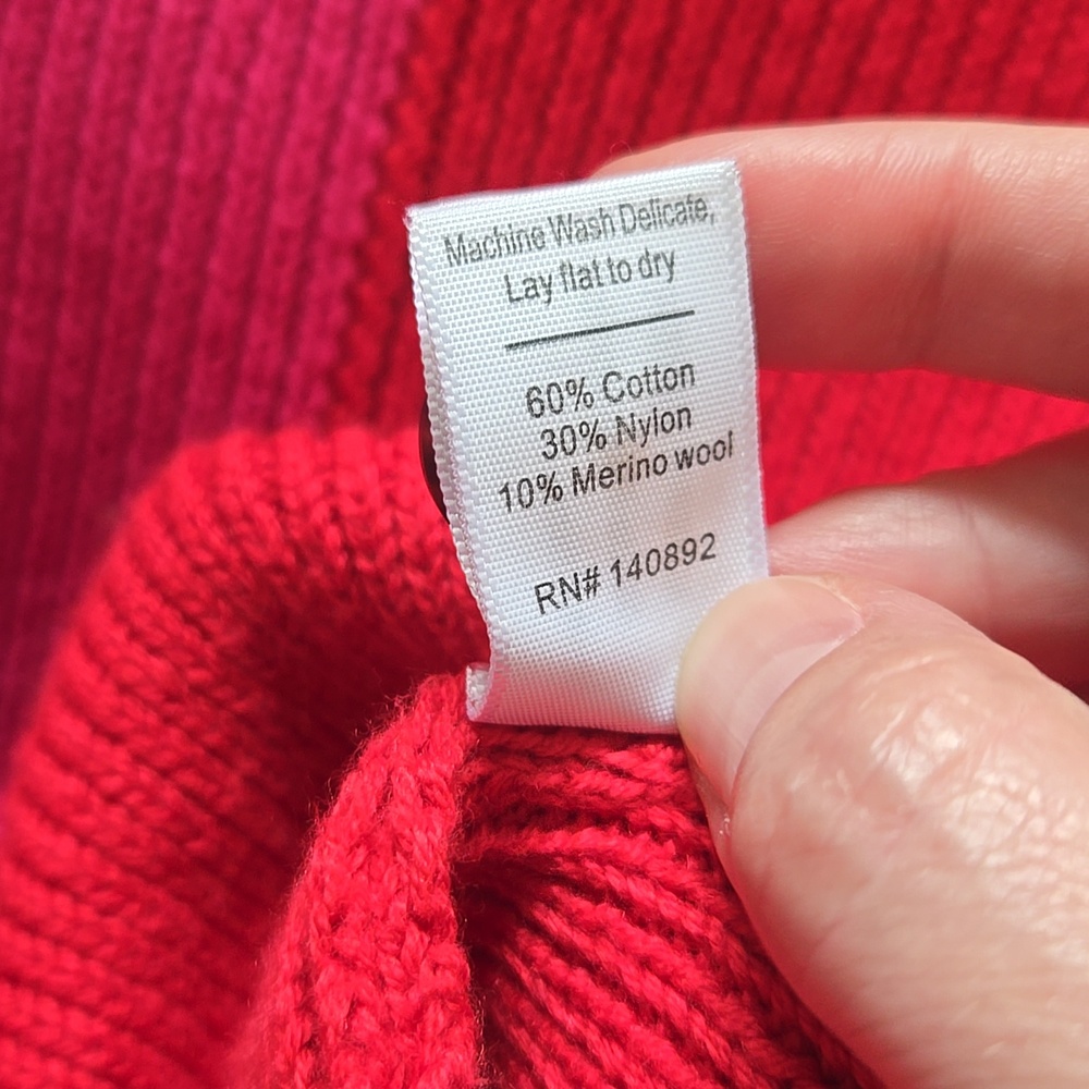 Marine Layer Wool Blend Colorblock Pink Red V-Neck Button Cozy Chic Cardigan New - Picture 7 of 8